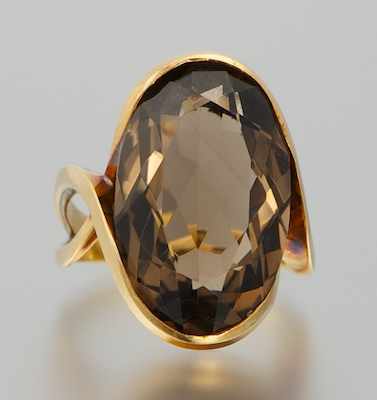 Appraisal: A Ladies' Smoky Citrine Ring k yellow gold ring set