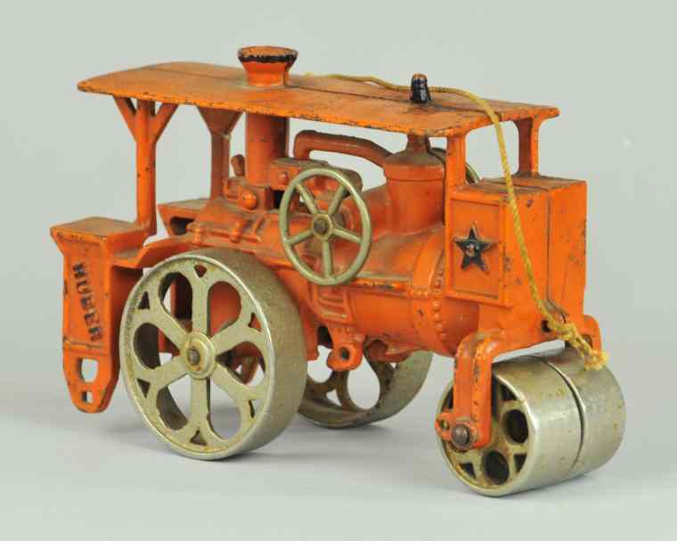 Appraisal: HUBER ROAD ROLLER Cast iron Hubley painted orange marked ''Huber''