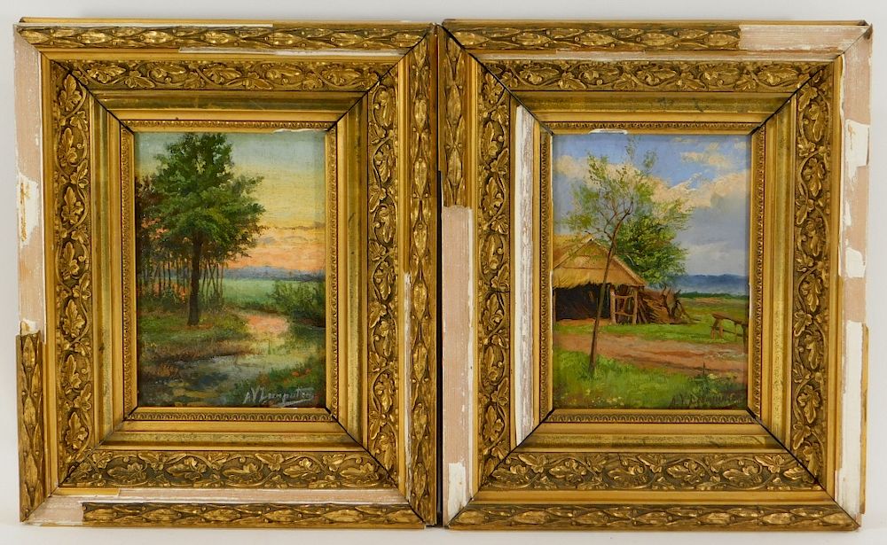 Appraisal: PR Antoon Van Leemputten Landscape Paintings Antoon Van Leemputten Netherlands