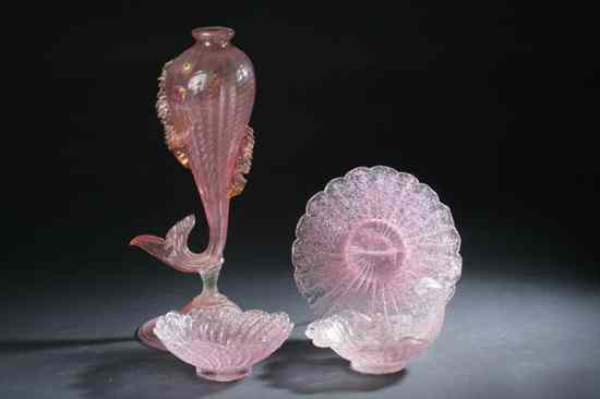 Appraisal: PINK MURANO GLASS FISH-FORM VASE mid- th century The fish