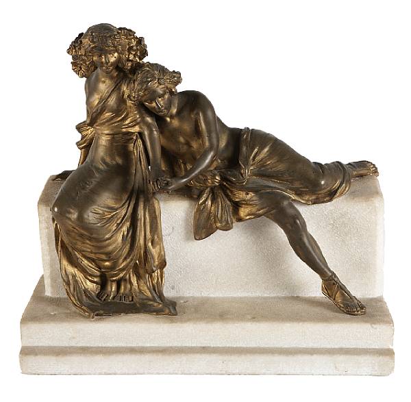 Appraisal: A Carl Kauba bronze and marble group circa height in