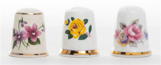 Appraisal: Sale Lot Three English Porcelain Thimbles each transfer printed with