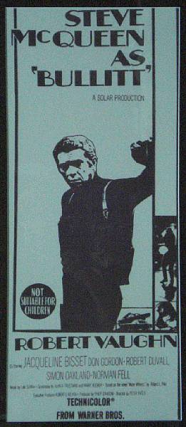 Appraisal: An original release 'Bullitt' daybill poster single colour portrait example