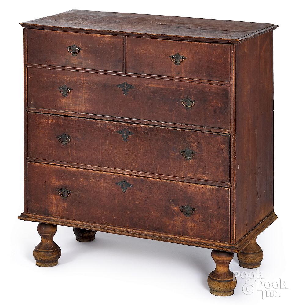 Appraisal: New England William and Mary stained pine chest New England