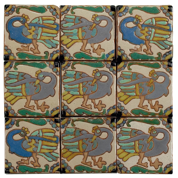 Appraisal: Batchelder tiles nine colorful stylized birds three facing the opposite