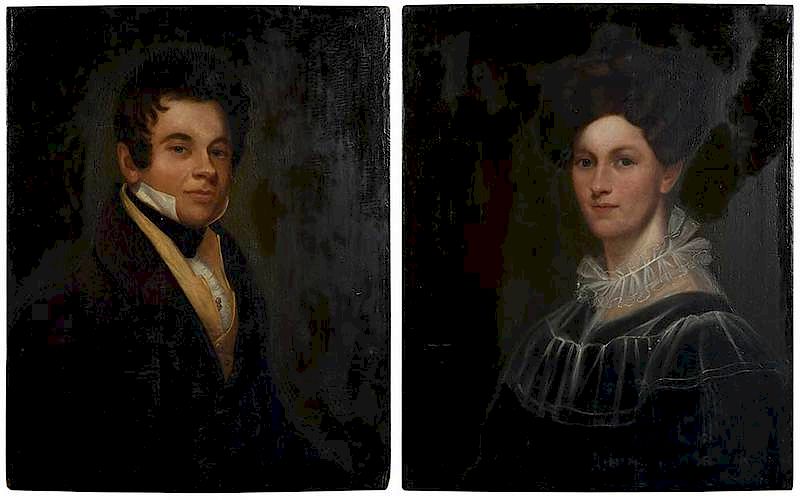 Appraisal: American School th century A pair of portraits Mr and