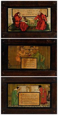 Appraisal: Three Arts and Crafts prints interior scenes two drinking related