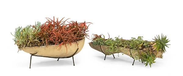 Appraisal: Two John Follis and Rex Goode earthenware planters on stands