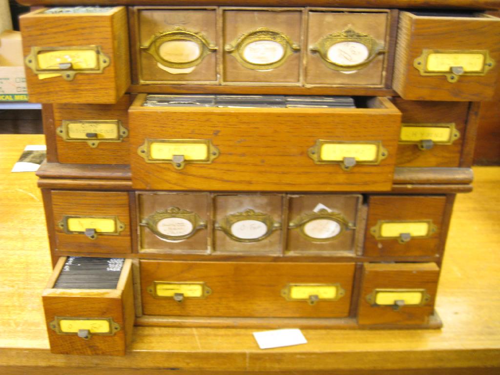 Appraisal: Two cabinets containing large quantity of Lantern Slides including religion