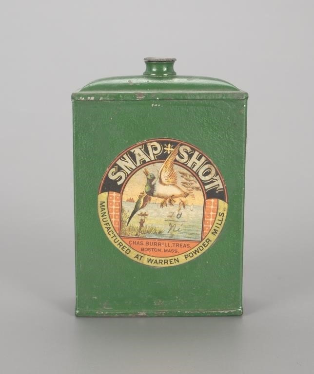 Appraisal: in tall One green Snap Shot powder tin manufactured by