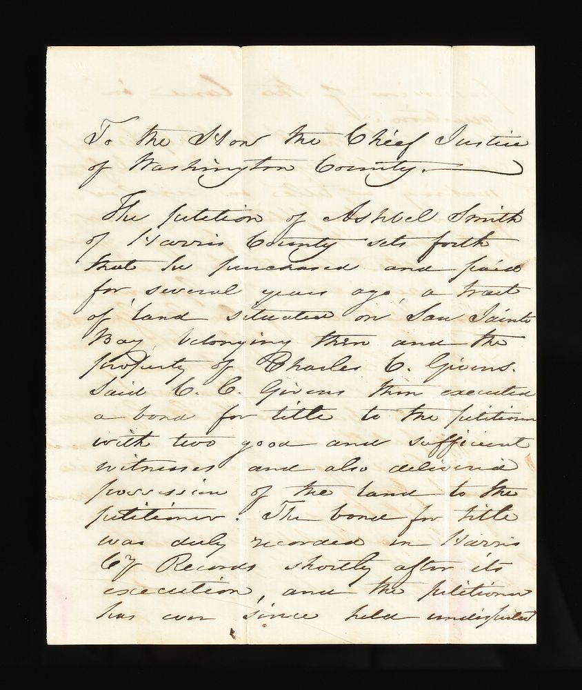 Appraisal: A REPUBLIC OF TEXAS MANUSCRIPT DEED REQUEST FOR LAND TITLE