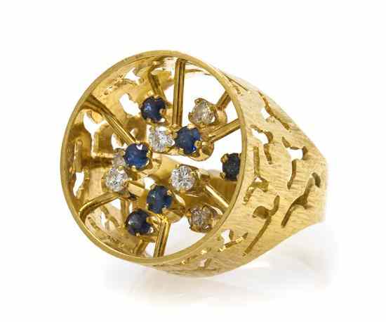 Appraisal: An Karat Yellow Gold Sapphire and Diamond Ring containing six