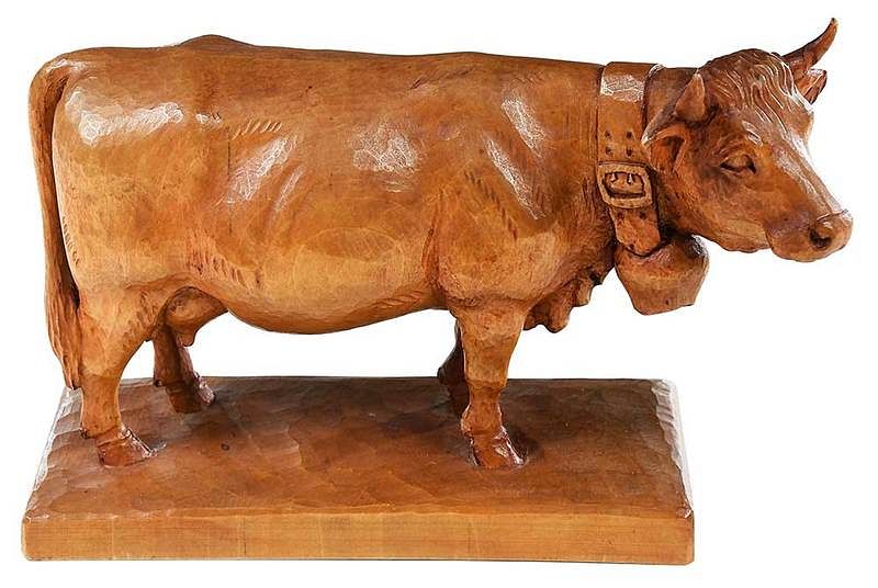 Appraisal: Black Forest Carved Cow Continental late th early th century