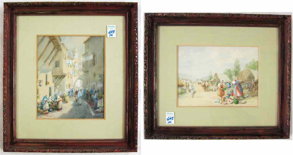 Appraisal: W LAZETSKY Hungarian born WATERCOLORS ON PAPER The first of