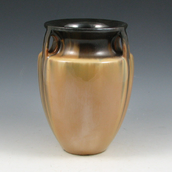 Appraisal: Fulper bullet vase in black over tan flambe Marked with