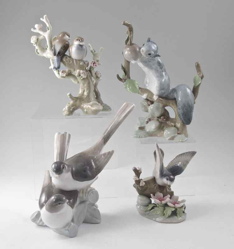 Appraisal: LLADRO PORCELAIN FIGURINES BIRDS AND DORMOUSE BIRDS RESTING Vincente Martinez