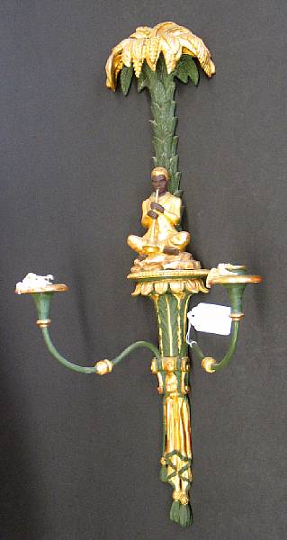 Appraisal: A pair of Neoclassical style painted and parcel giltwood two