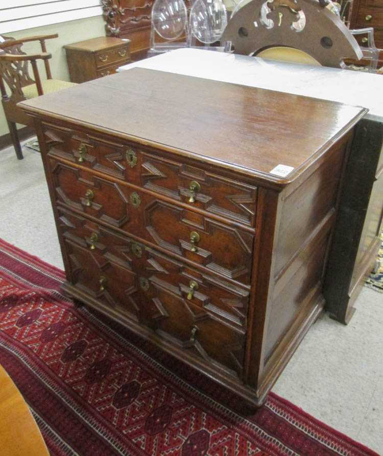 Appraisal: CHARLES II SMALL OAK CHEST OF DRAWERS English th th