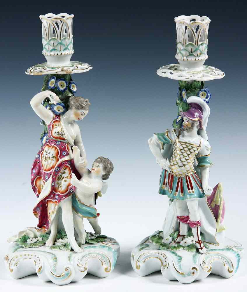 Appraisal: PAIR FIGURAL PORCELAIN CANDLESTICKS - German Porcelain Figural Candlesticks having