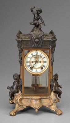 Appraisal: Ansonia Louis XV style shelf clock brass frame and glass