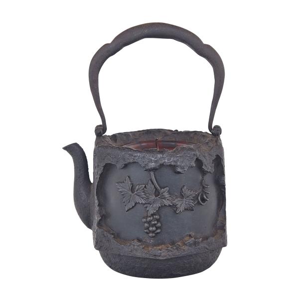 Appraisal: Cast Iron Grape and Squirrel Teapot th Century Heavily cast