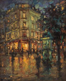 Appraisal: KONSTANTIN ALEKSEYEVICH KOROVIN RUSSIAN - Rainy Night in Paris oil