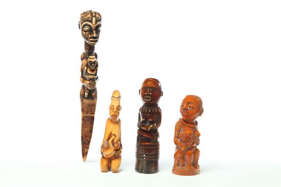 Appraisal: FOUR IVORY CARVINGS Africa st half- th century All are