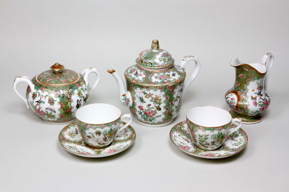 Appraisal: - Piece Famille Rose Tea Set Seven piece Chinese famille