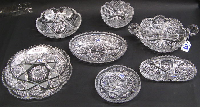 Appraisal: SEVEN CUT CRYSTAL TABLE ACCESSORIES a round serving platter in