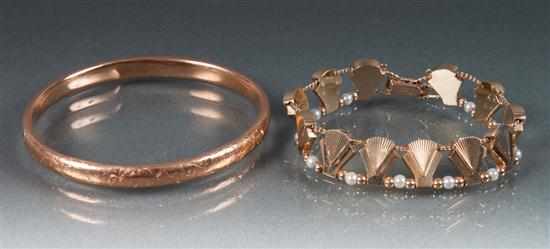 Appraisal: Victorian K rose gold bangle bracelet together with a K