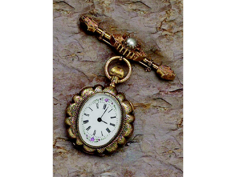 Appraisal: ANTIQUE OPEN FACE POCKET WATCH WITH WATCH PIN k yellow