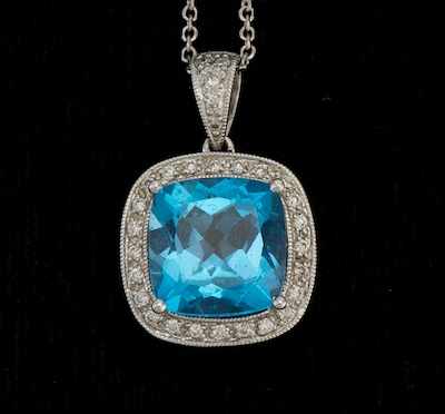 Appraisal: A Ladies' Topaz and Diamond Pendant on Chain k white