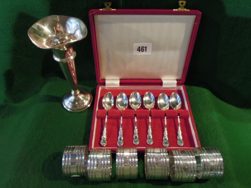 Appraisal: A good set of six napkin rings Sheffield made by