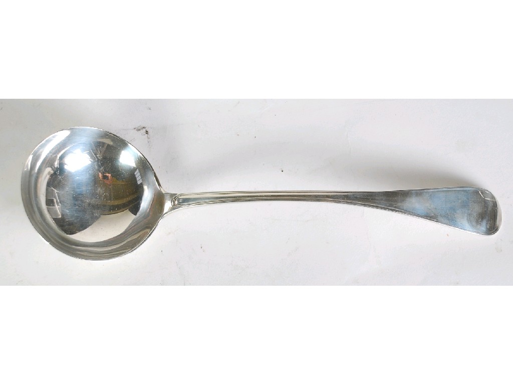 Appraisal: VICTORIAN SILVER SOUP LADLE with thread pattern borders makers Walker