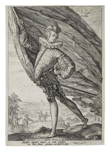 Appraisal: HENDRICK GOLTZIUS The Great Standard-Bearer Engraving x mm x inches