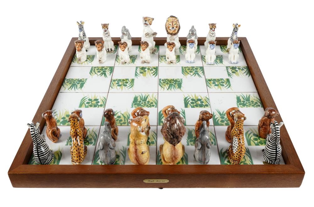 Appraisal: AMBERCROMBIE FITCH JUNGLE CHESS SETdesigned by Giuseppe Ronzan and Sons