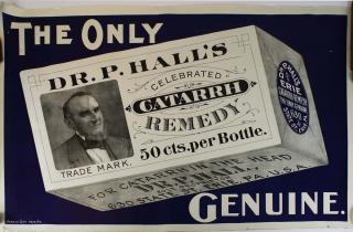 Appraisal: Dr P Hall'S Celebrated Catarrh Remedy Advertising Poster Unframed Poster