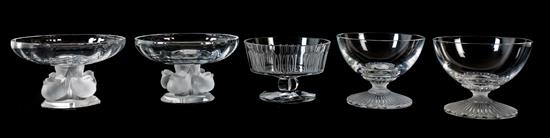 Appraisal: Sale Lot Five Lalique Molded and Frosted Glass Table Articles