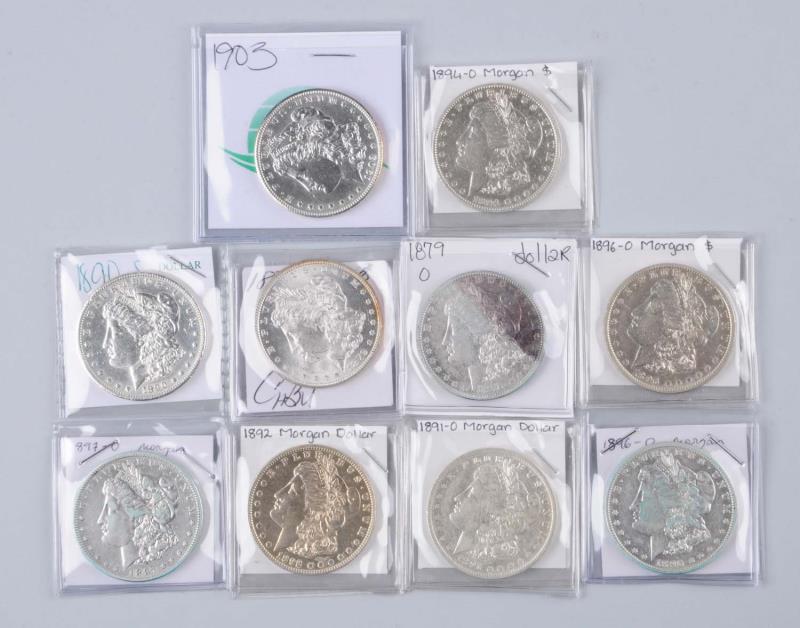 Appraisal: Lot Of Morgan Silver Dollars MS O AU S MS