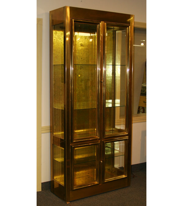 Appraisal: Mastercrafters of Grand Rapids brass cabinet showcase four doors with