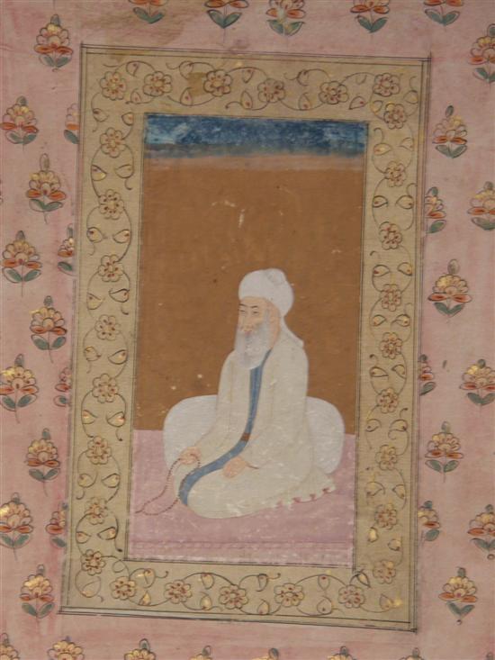 Appraisal: th century Islamic miniature painting depicting a kneeling bearded man