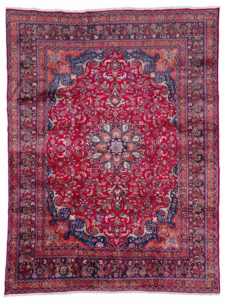 Appraisal: Sarouk Carpet Persian th century blue polygonal medallion on a