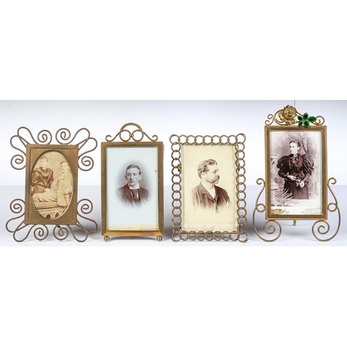 Appraisal: Four German brass and wirework photograph frames c one of