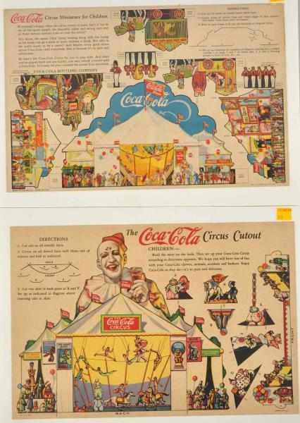 Appraisal: Lot of Coca-Cola Miniature Circus Cutouts and Cardboard Both are