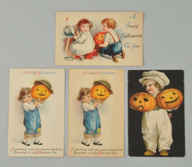 Appraisal: Lot Of Wolf Clapsaddle Halloween Postcards This lot includes four