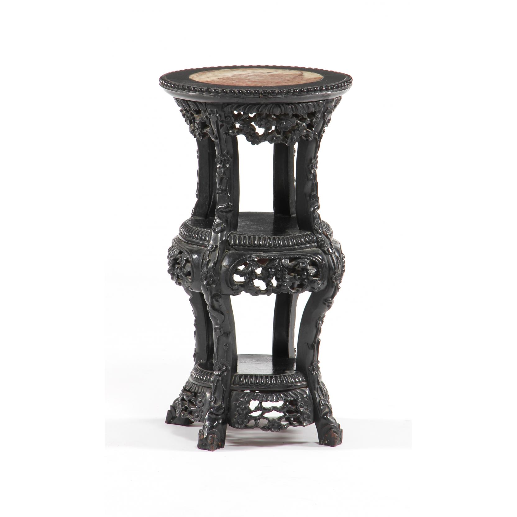 Appraisal: Asian Marble Top Side Table th century hardwood with black