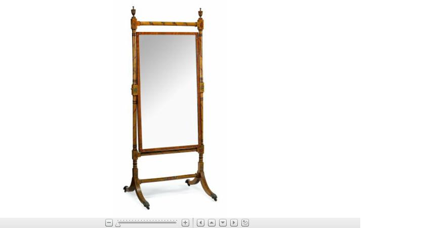 Appraisal: Edwardian painted satinwood Coronation cheval mirrorretailed by hampton sons ltd