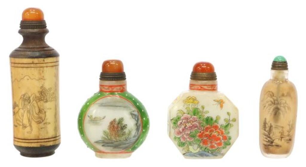 Appraisal: lot of Chinese snuff bottles all with stone stoppers including