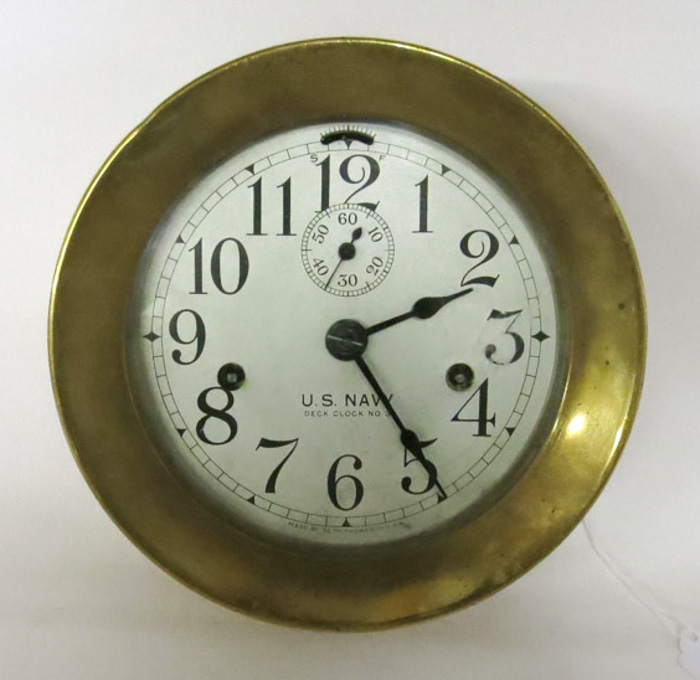 Appraisal: U S NAVY DECK CLOCK NO by Seth Thomas silvered