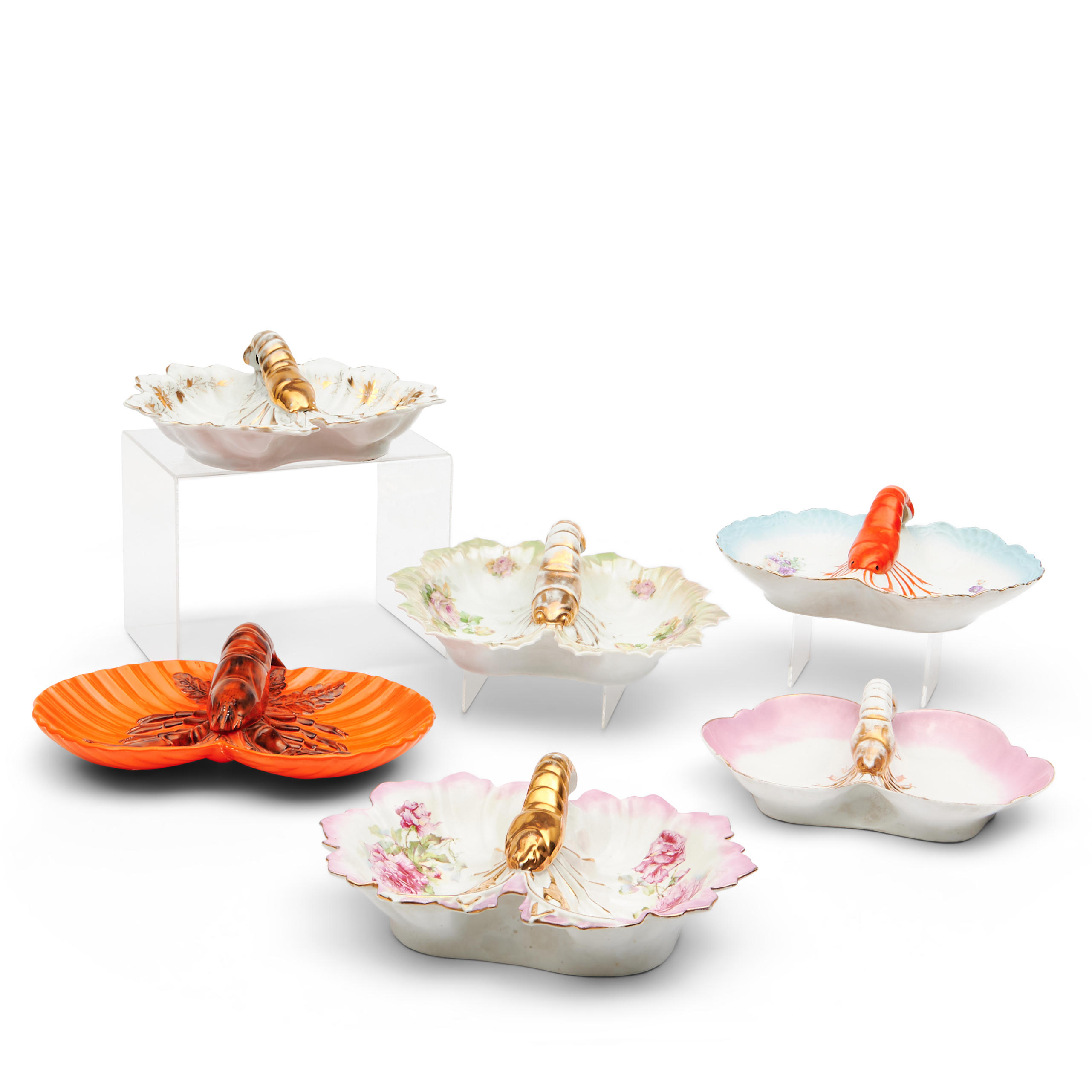 Appraisal: SIX PORCELAIN LOBED LOBSTER DISHES each with a center lobster